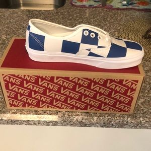Blue and white vans Brand New never worn size 6 in men Size 7.5 in women’s